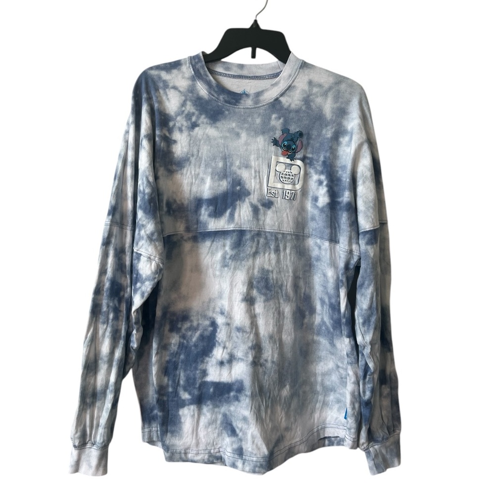 Walt Disney World Spirit Jersey Stitch Blue Tie Dye Adult L Long Sleeve Disney